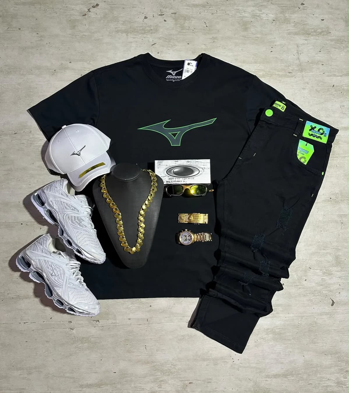 Camiseta Mizuno logo verde