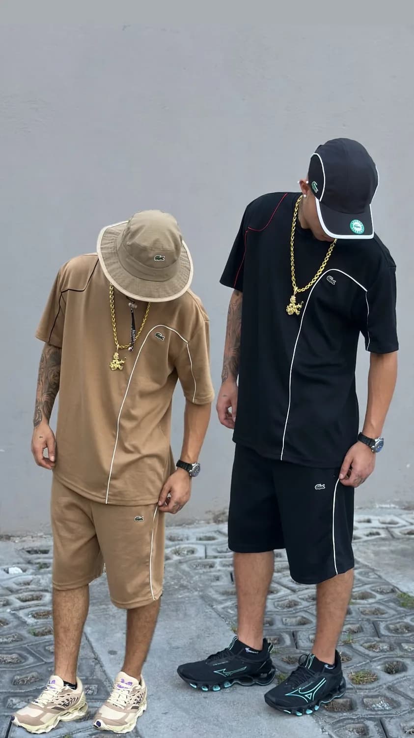 Conjunto Lacoste com vivo, ângulo 1 de 2