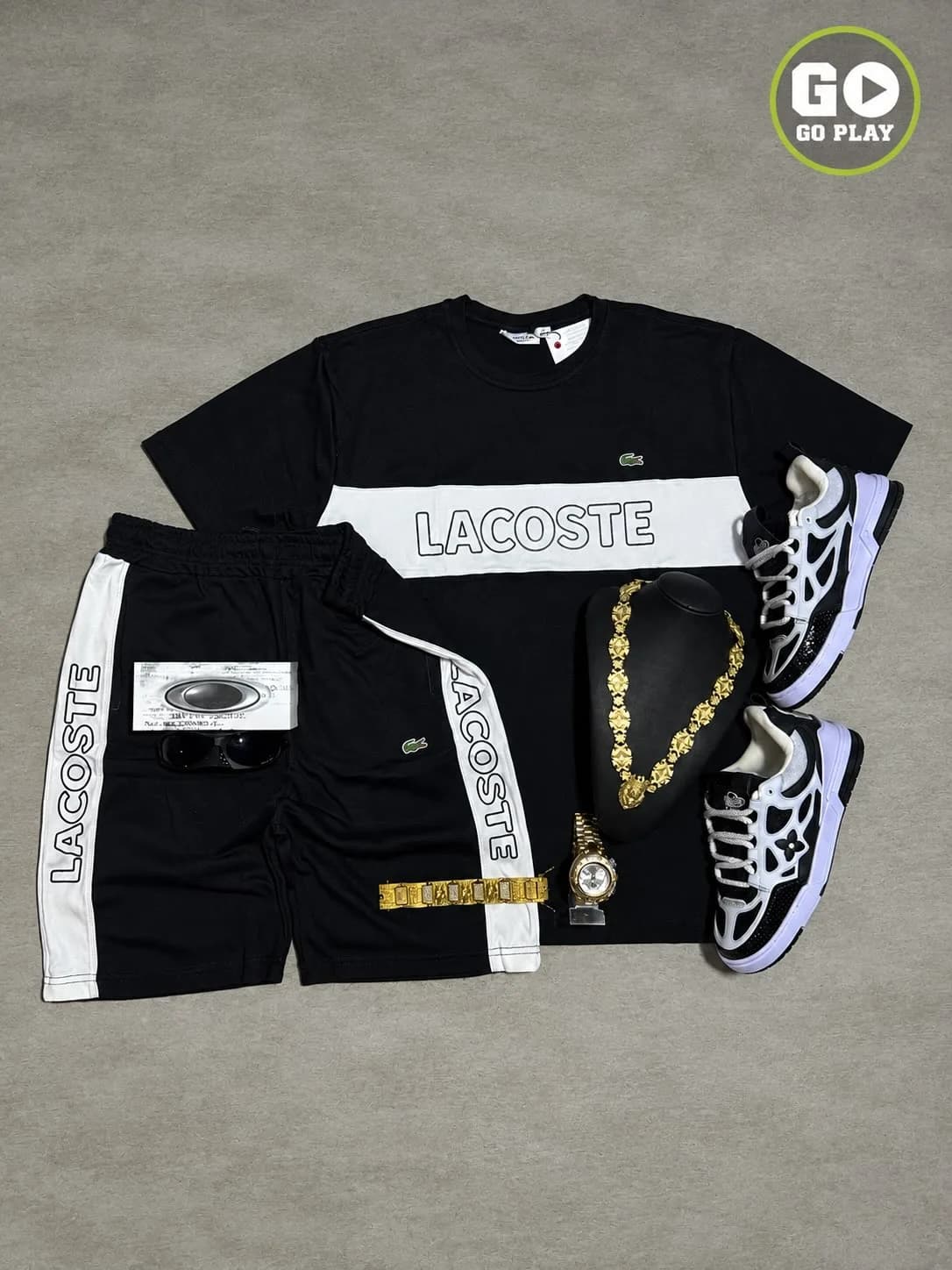 Conjunto Lacoste faixa branca